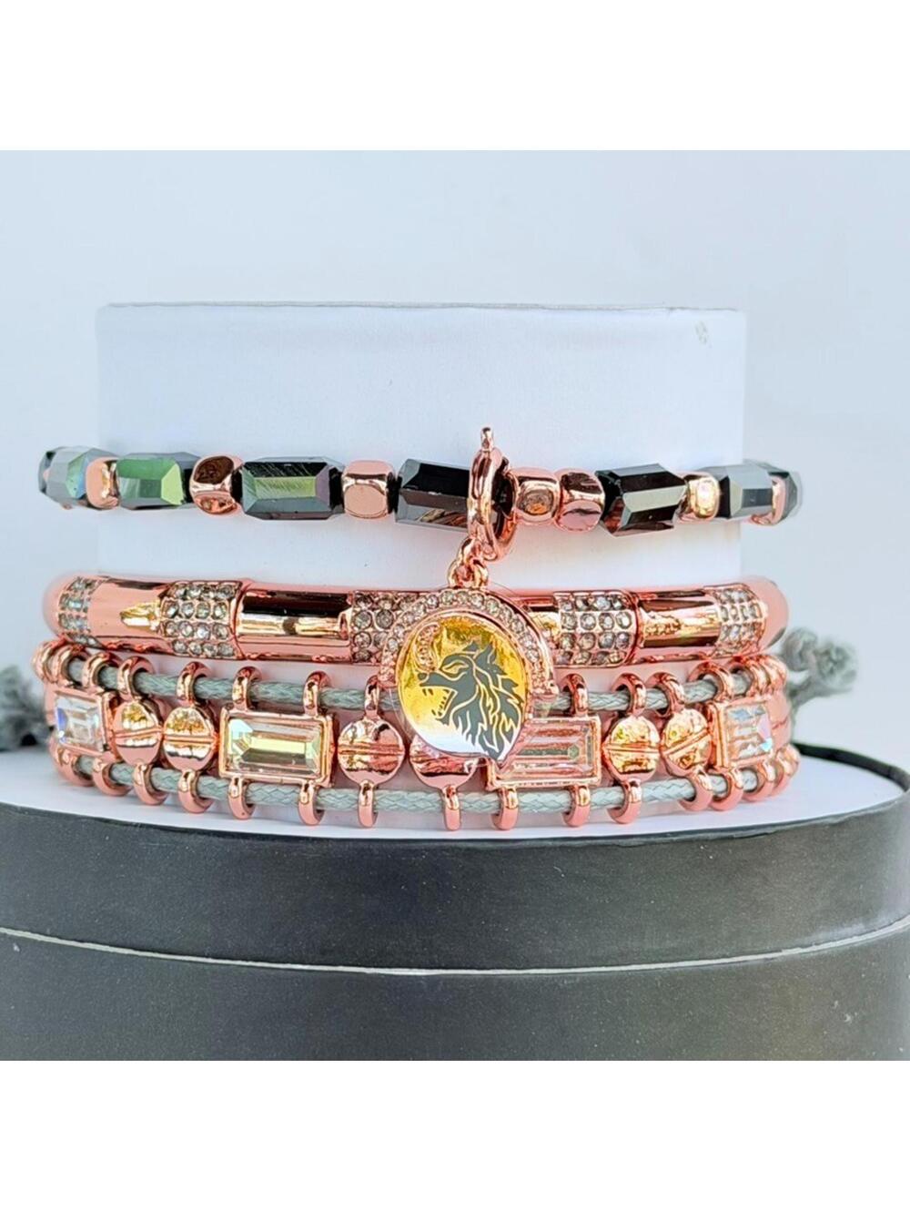 Bomb Party Halloween Stacks “The Familiar’s Glow” Wolf Charm on Rose Gold